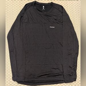 Montbell Super Merino Wool Lightweight Long Sleeve T-shirt Black Men's Size XL